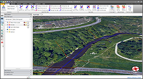 Extract HEC-RAS cross sections from 3D digital elevation terrain data. Utilize AutoCAD Civil 3D surfaces, MicroStation surfaces, contours, TINs, DTMs, DEMs, survey points, LiDAR, and other external digital elevation terrain data.